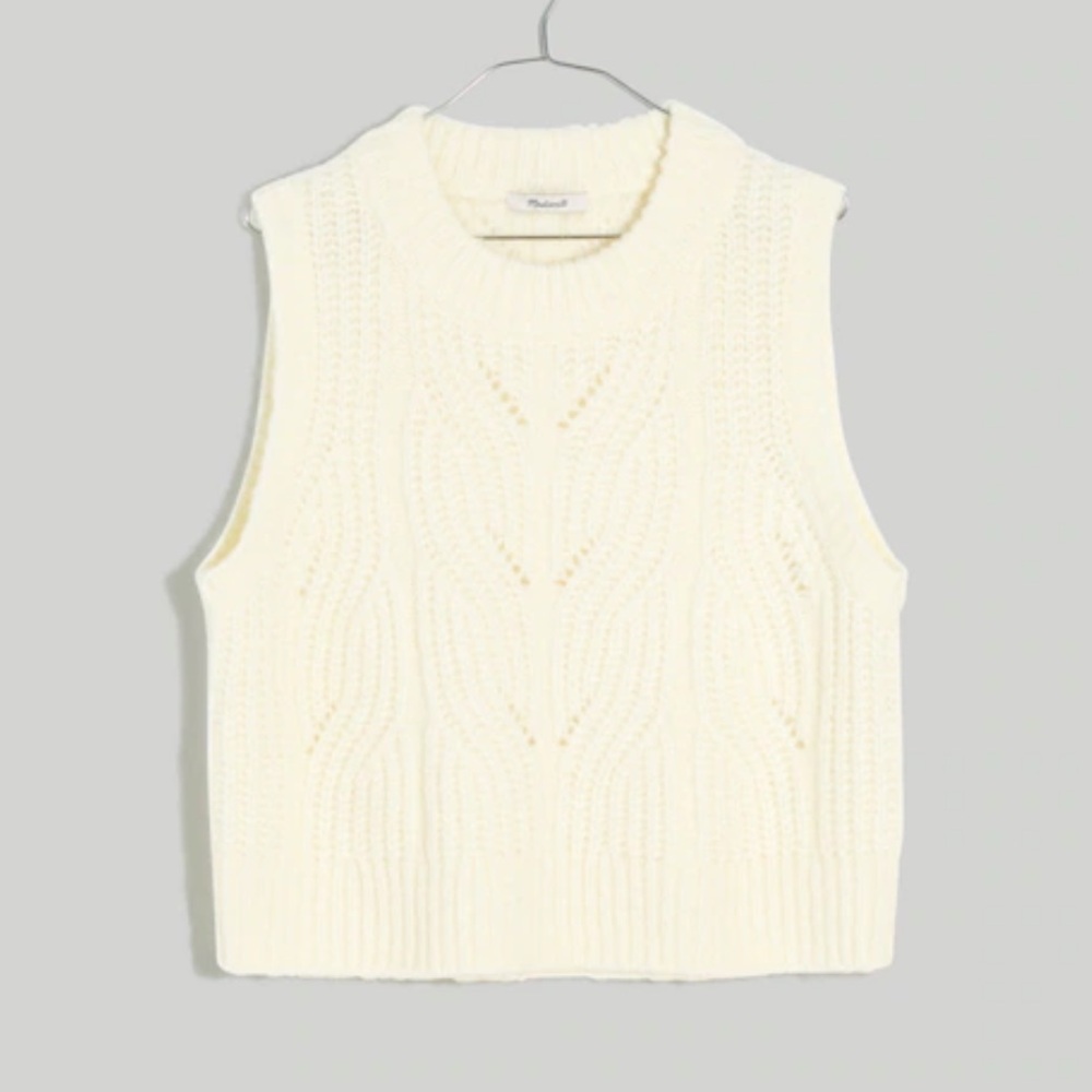 Madewell Ivory Cable Knit Sleeveless Sweater Tank - Picture 4 of 14